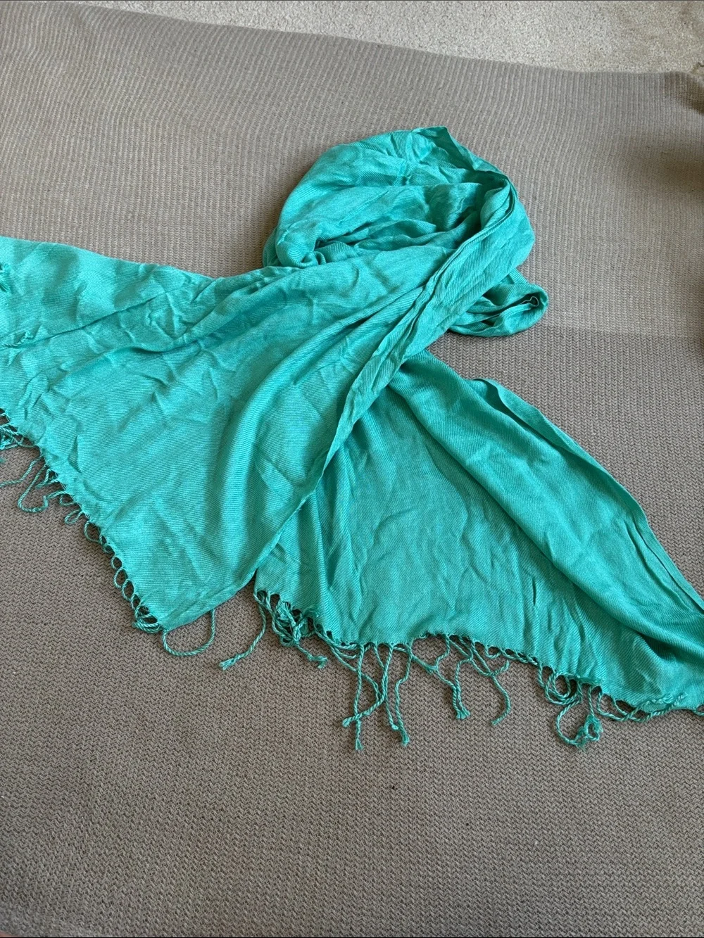 Turquoise Fringe Wrap 100% Pashmina Scarf 28”x70”